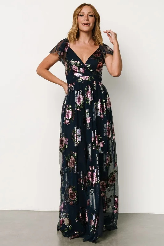 Devany Maxi Dress | Navy Multi