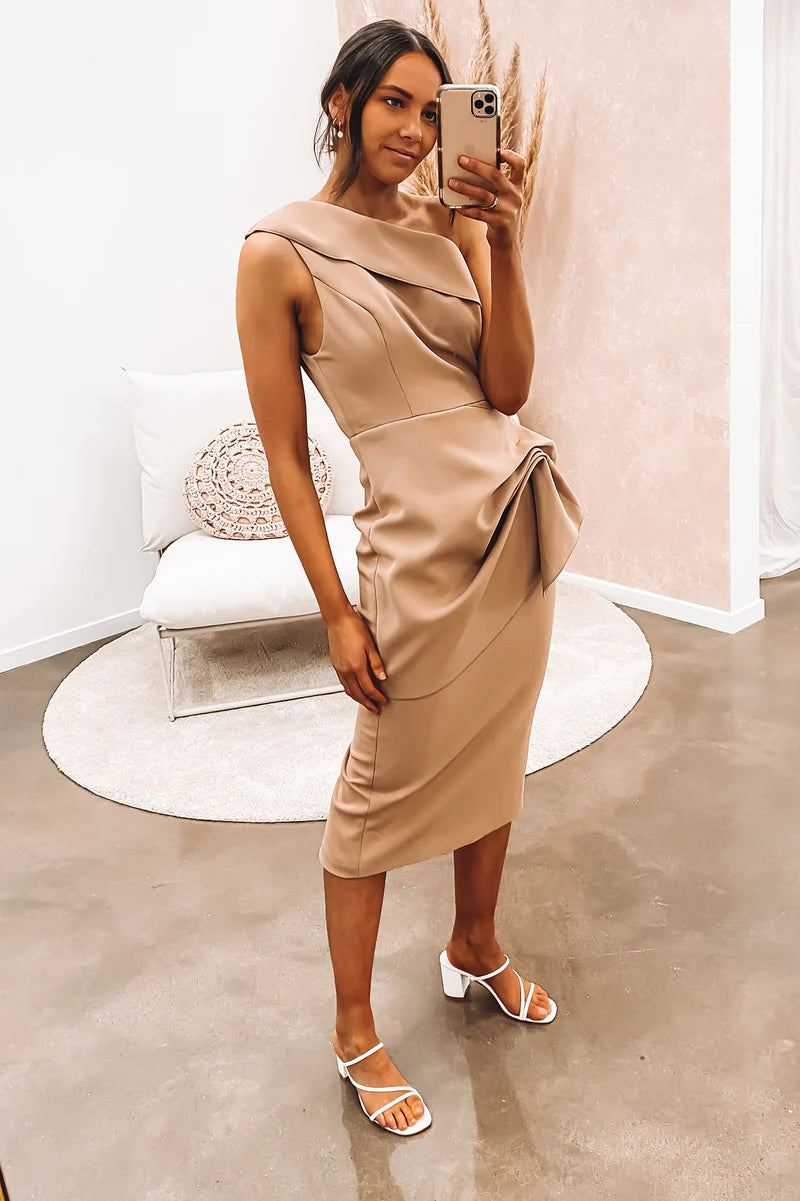 Thinking Out Loud Midi Dress Mocha