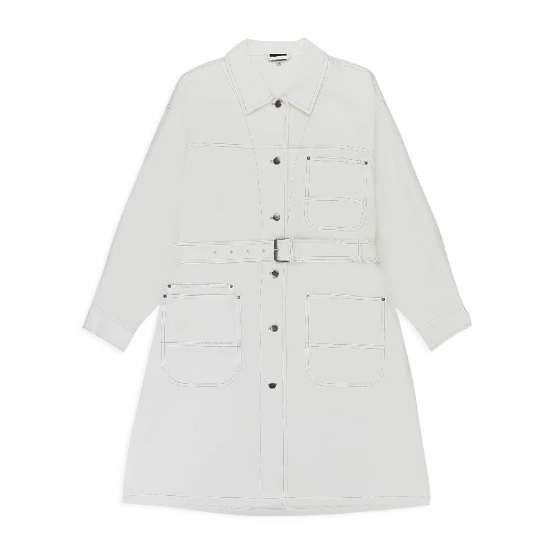 CALLIPYGIAN DENIM OFF WHITE TRENCH COAT